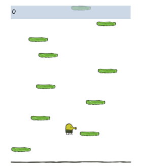 Doodle Jump: the character and green platforms
