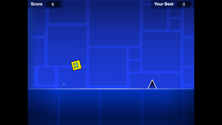 Geodash: a cube approaching a spike